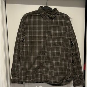 Express Olive Plaid Casual Button-Down Shirt